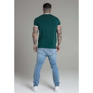 Sik Silk T-shirt Ringer Verde con Stampa Logo  