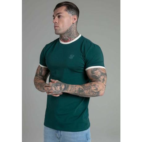 Sik Silk T-shirt Ringer Verde con Stampa Logo  
