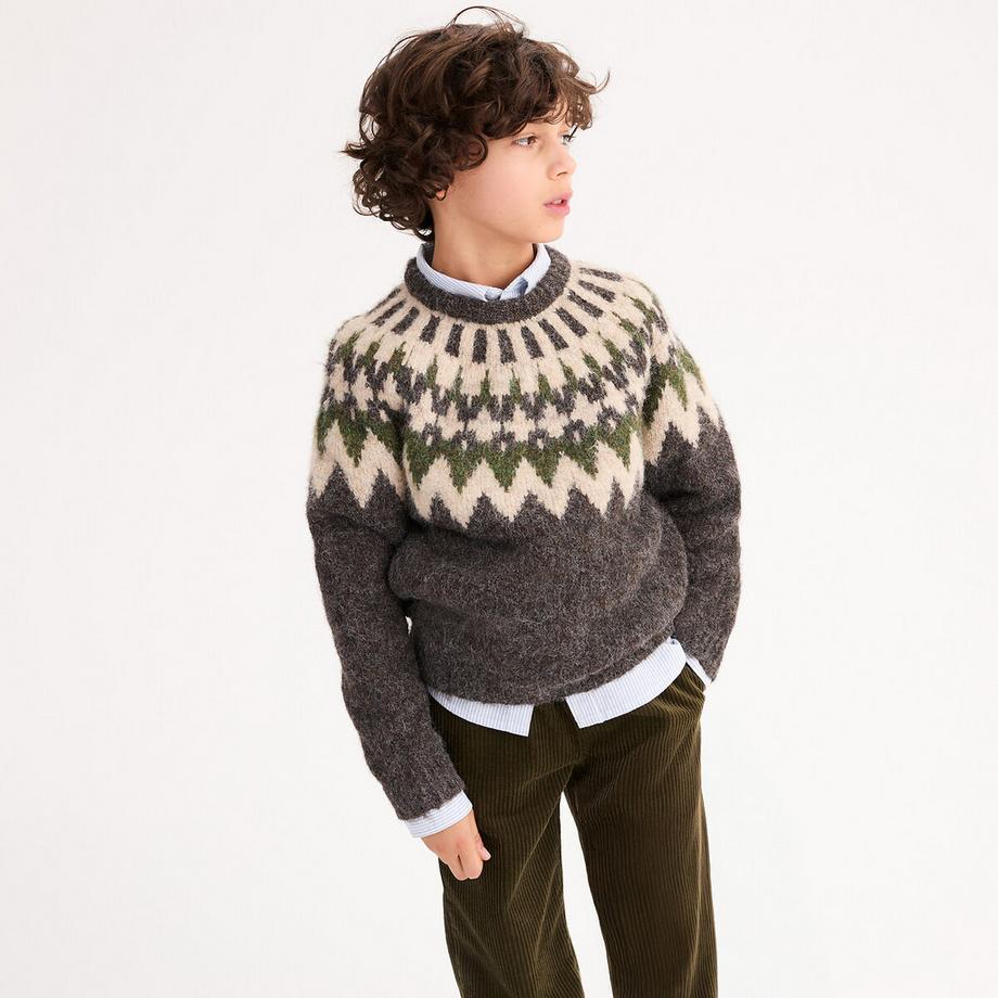Pull col rond en grosse maille jacquard