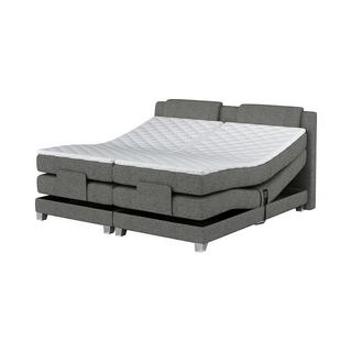 Vente-unique Set letto boxspring testata + reti relax elettriche + materasso + topper CASTEL di PALACIO - 2 x 90 x 200 cm - Tessuto grigio chiaro  