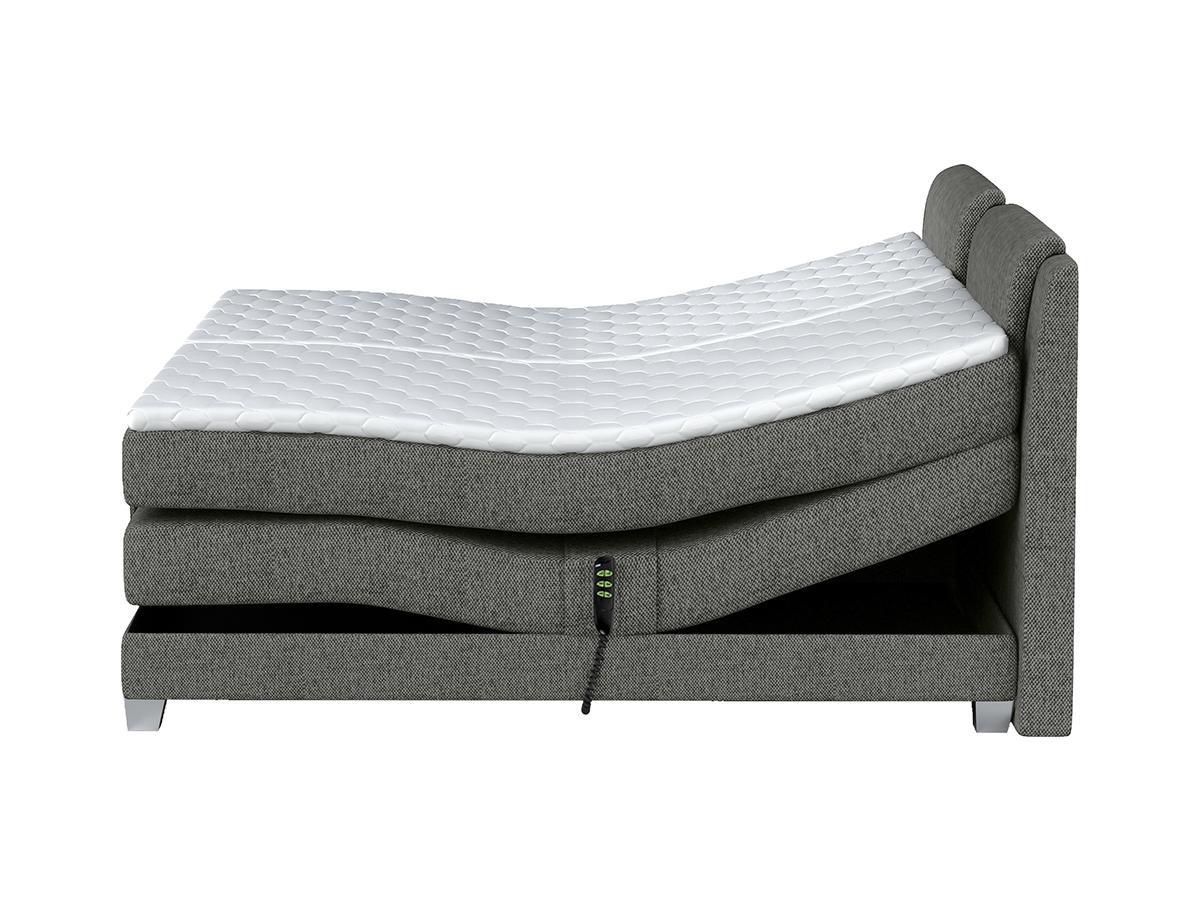 Vente-unique Set letto boxspring testata + reti relax elettriche + materasso + topper CASTEL di PALACIO - 2 x 90 x 200 cm - Tessuto grigio chiaro  