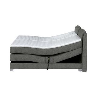 Vente-unique Set letto boxspring testata + reti relax elettriche + materasso + topper CASTEL di PALACIO - 2 x 90 x 200 cm - Tessuto grigio chiaro  