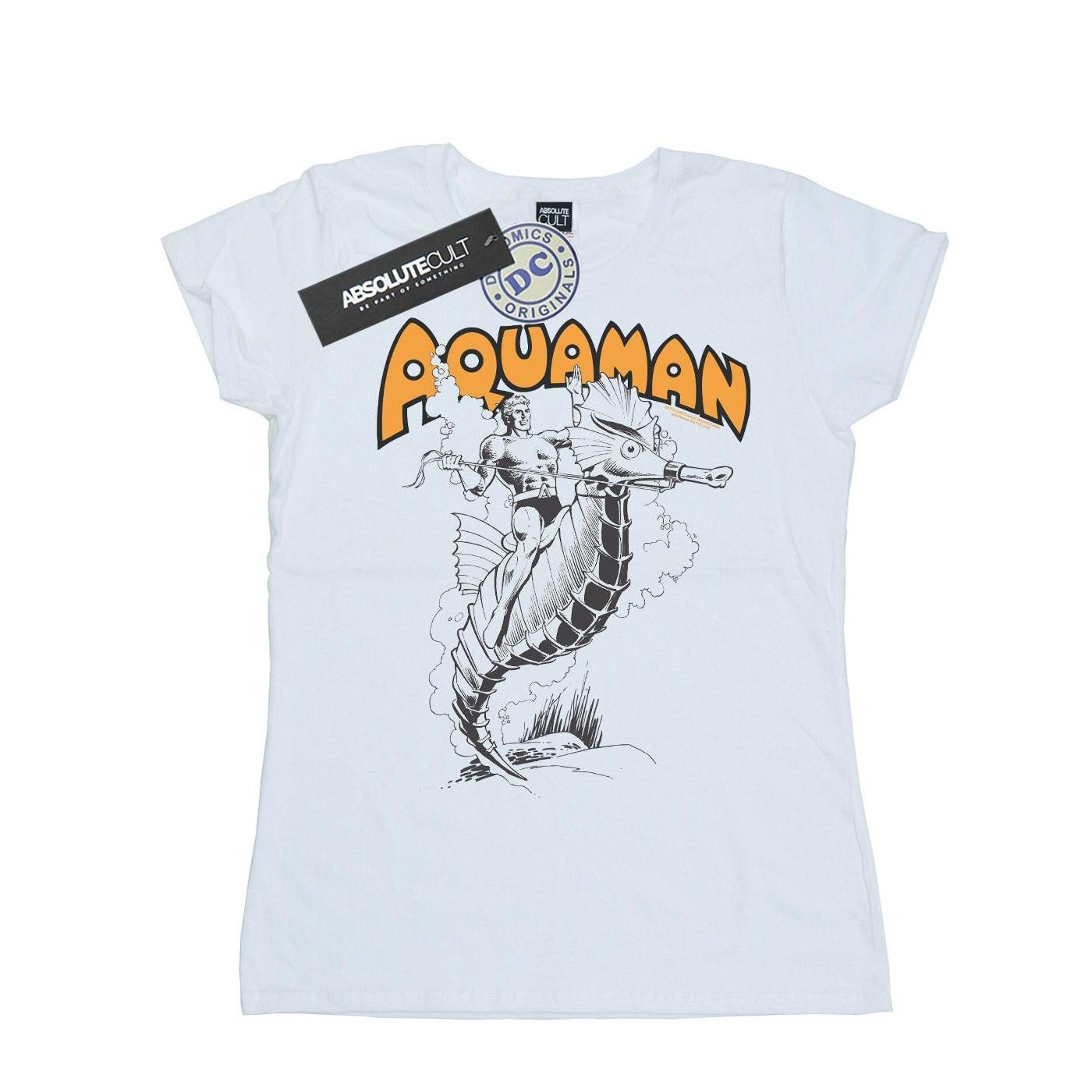 Image of Aquaman Mono Action Pose Tshirt Damen Weiss L