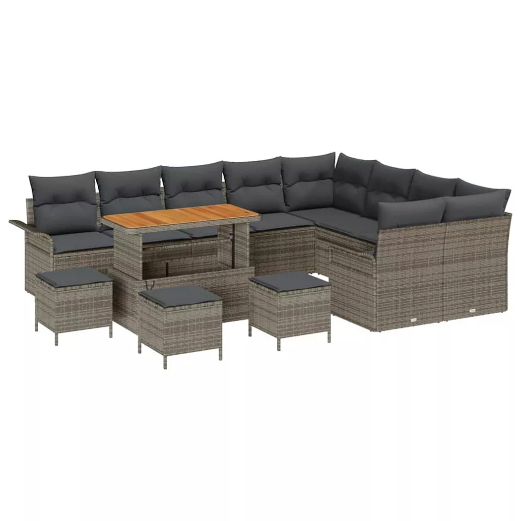 Set Divano Da Giardino 13 Pcs Grigio Polyrattan - Vidaxl