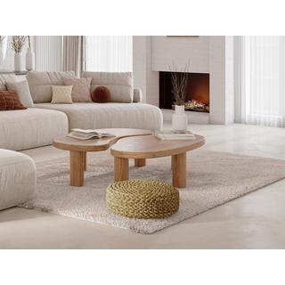 Vente-unique Pouf rond en rotin naturel clair MEVIZO  