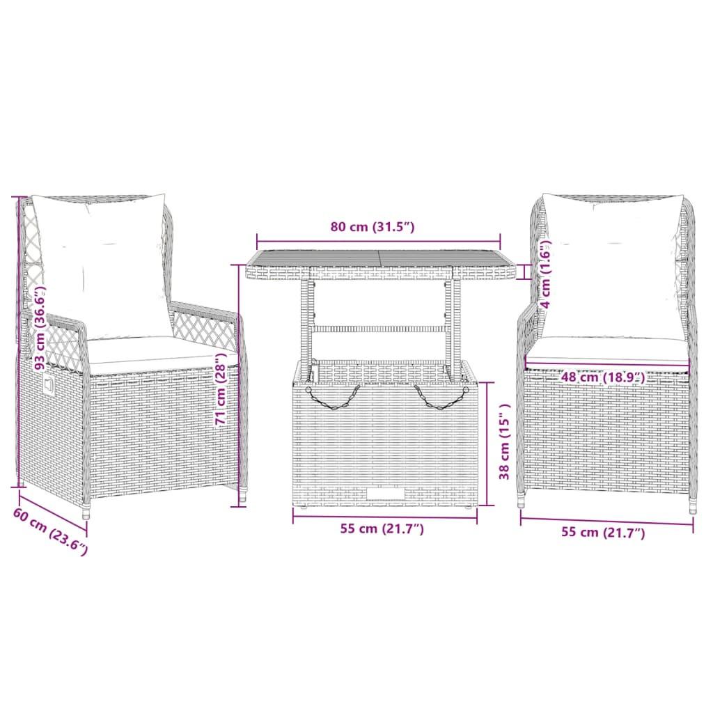 VidaXL Garten essgruppe poly-rattan  