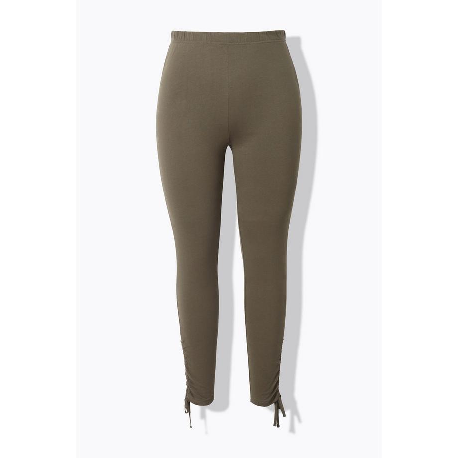 Ulla Popken Legging Fronces Taille Élastique Coton Bio  