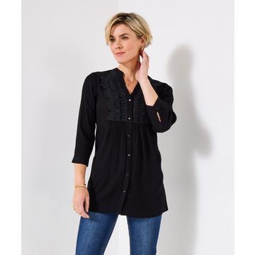 Lange gekräuselte Spitzenbluse