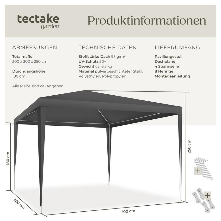Tectake Pavillon FARAH 3 x 3 m  