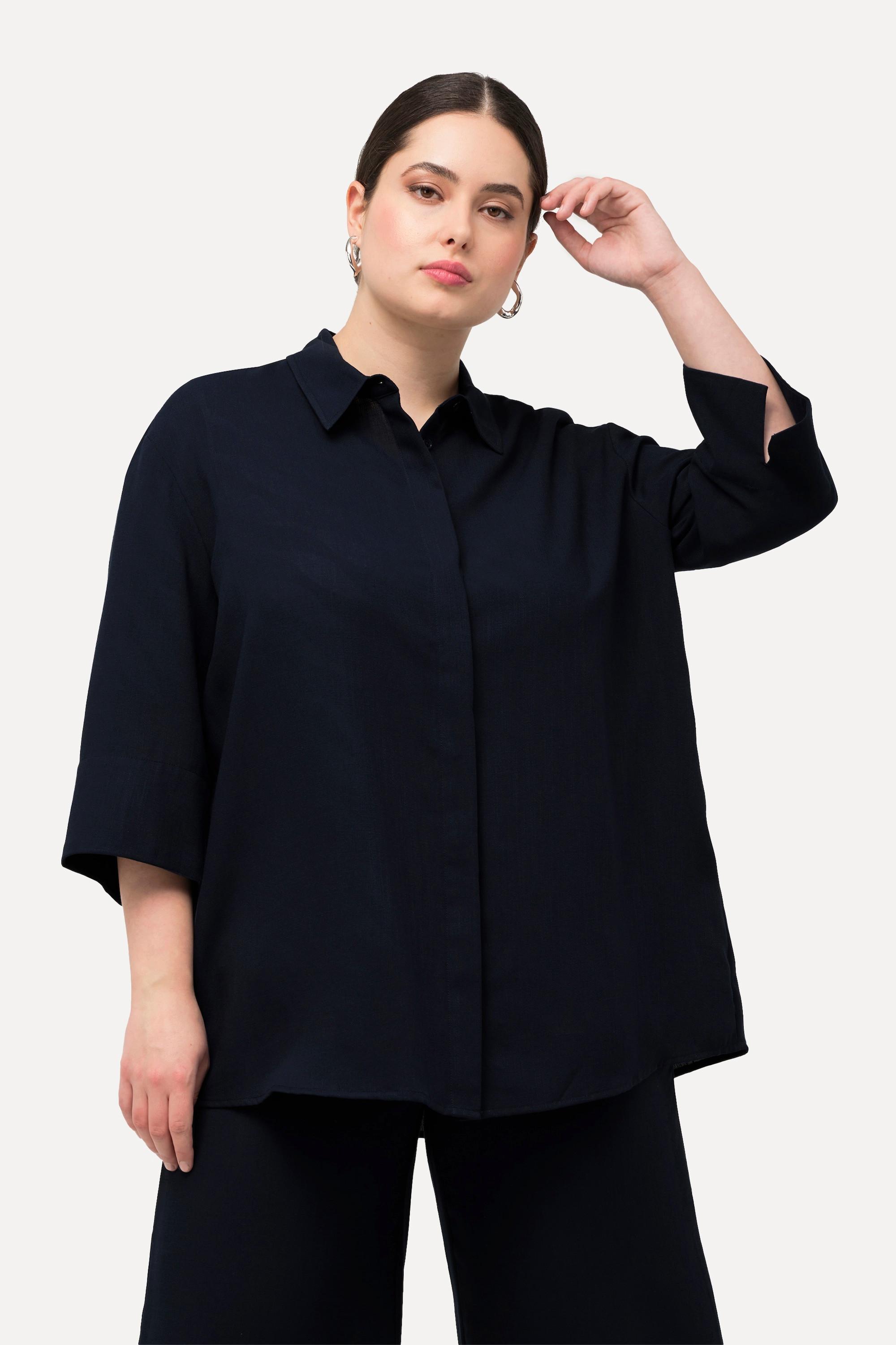 Ulla Popken  Camicia con viscosa, collo da camicia e maniche a 3/4 