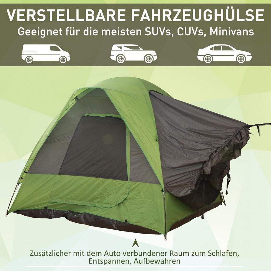 Northio  Autozelt, Campingzelt, Reisezelt, für 4-5 Personen, Glasfaser Polyester, Grün, 300 x 300 x 230 cm 