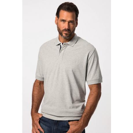 JP1880  Maglia polo in piqué con taglio speciale per l'addome e mezze maniche grigio mélange 