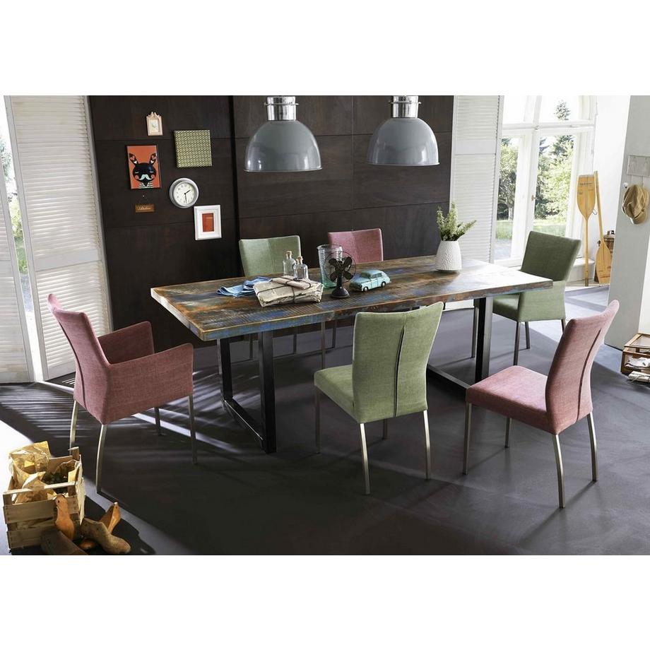 mutoni Tavolo 240x100 cm - legno di recupero colorato - acciaio nero  