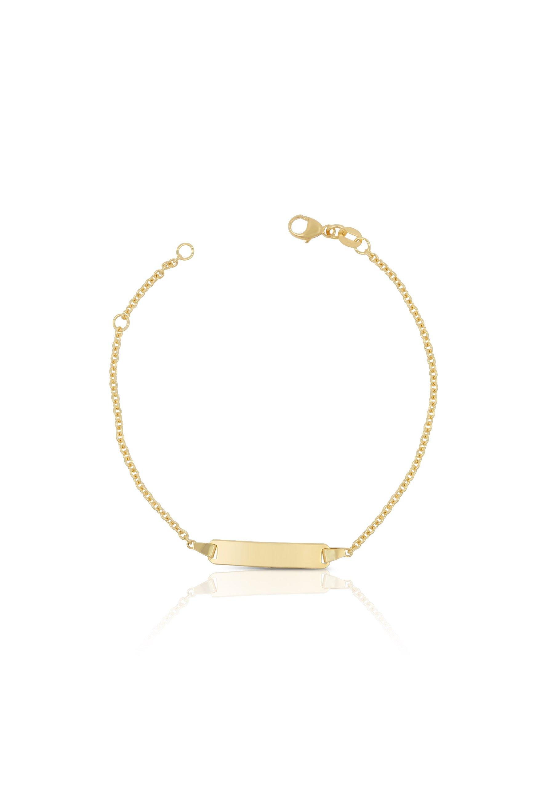 MUAU Schmuck  Bébé Bracelet Rundanker Gelbgold 375, 16cm Gravurplatte 1.9cm 