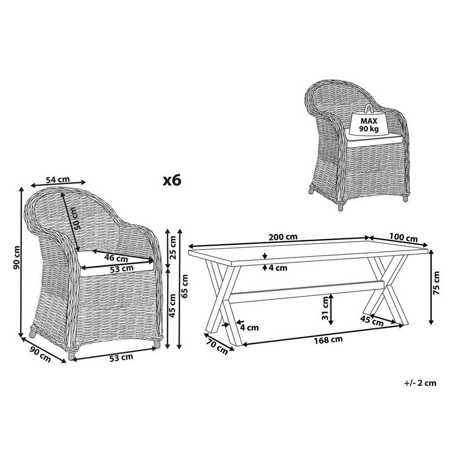 Beliani Ensemble de salle à manger de jardin pour 6 personnes en Fibre-ciment Industriel SUSUA/OLBIA  
