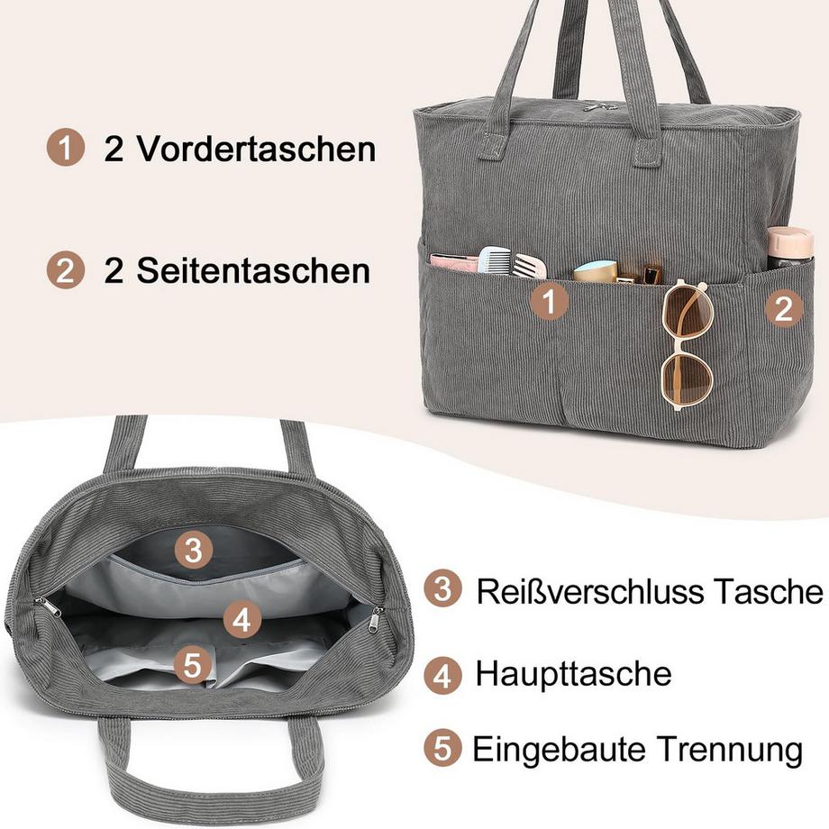 Only-bags.store Große Strandtasche mit Reißverschluss  