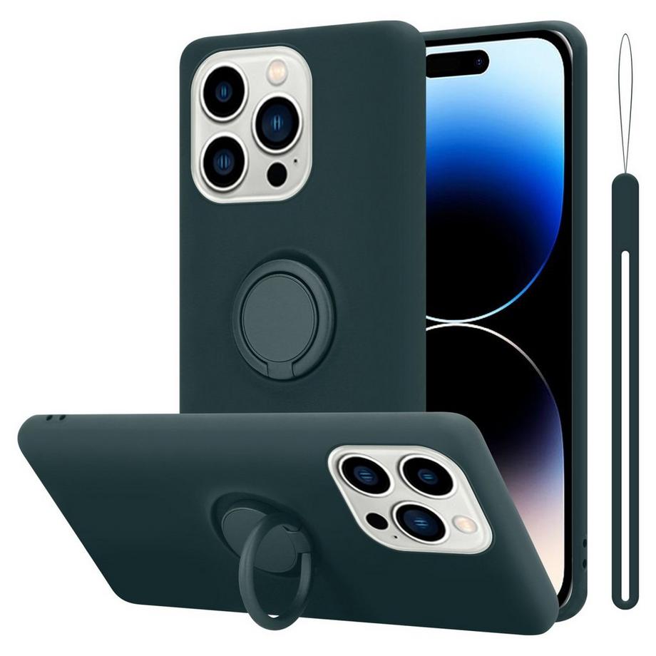 Housse compatible avec Apple iPhone 14 PRO - Coque de protection en silicone TPU flexible avec anneau