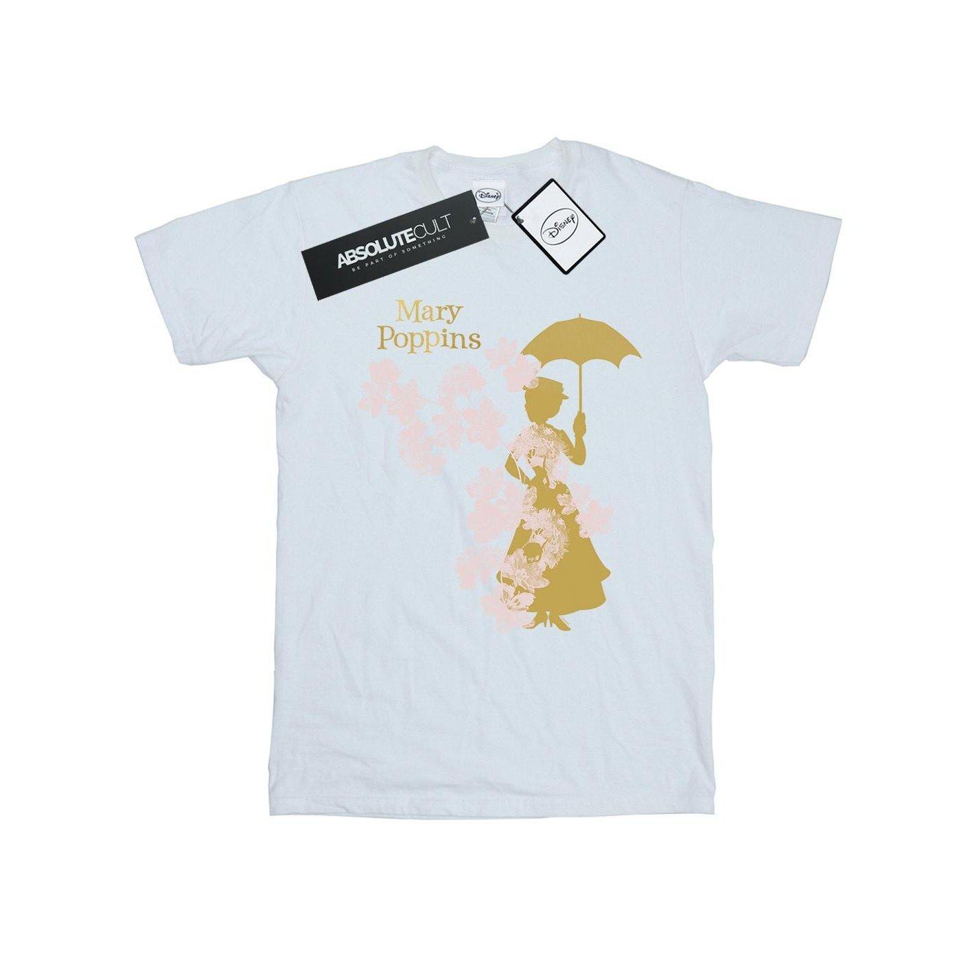 Image of Mary Poppins Floral Silhouette Tshirt Unisex Weiss 140/146