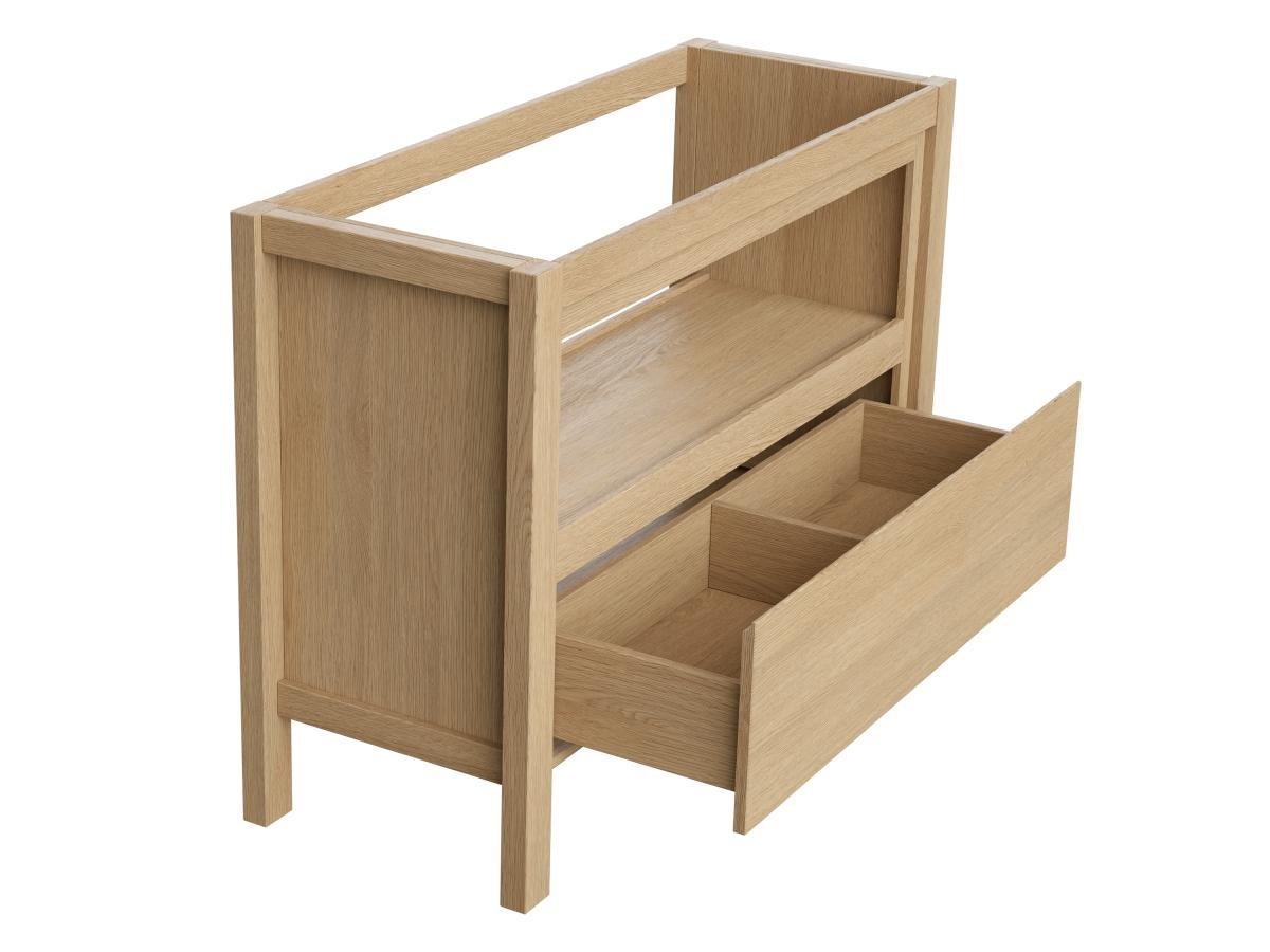 Vente-unique Meuble sous vasque avec niche de rangement et planche - 120 cm - Placage chêne - COSMOTI  