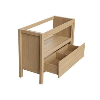 Vente-unique Meuble sous vasque avec niche de rangement et planche - 120 cm - Placage chêne - COSMOTI  