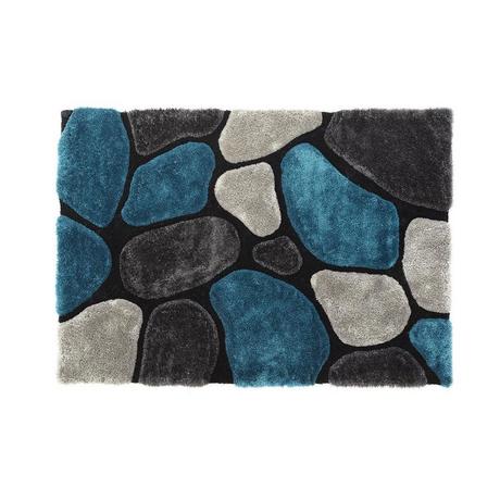 OZAIA Tapis shaggy à  poils longs PIETRA turquoise et2  