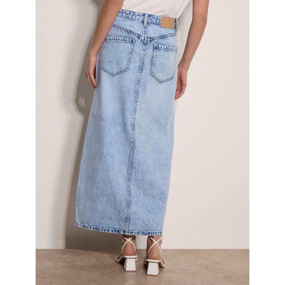 APRICOT Amara Jupe Midi en Denim Ornée de Perles  
