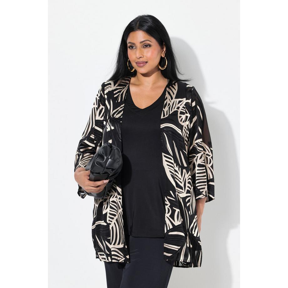 Ulla Popken Giacca in chiffon dévoré Scollo a V Maniche 3/4  