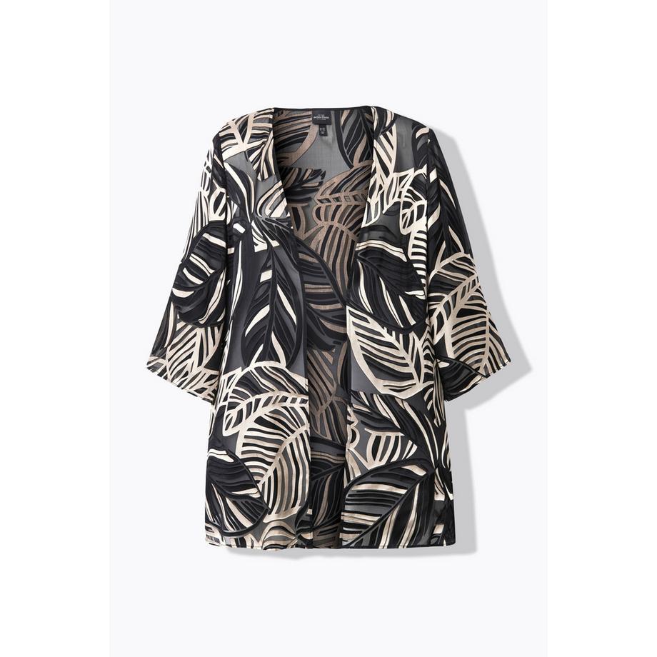 Ulla Popken Giacca in chiffon dévoré Scollo a V Maniche 3/4  