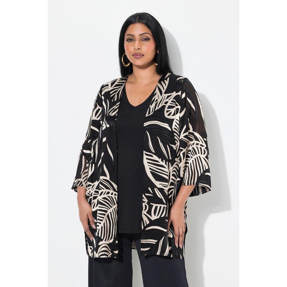 Ulla Popken Giacca in chiffon dévoré Scollo a V Maniche 3/4  