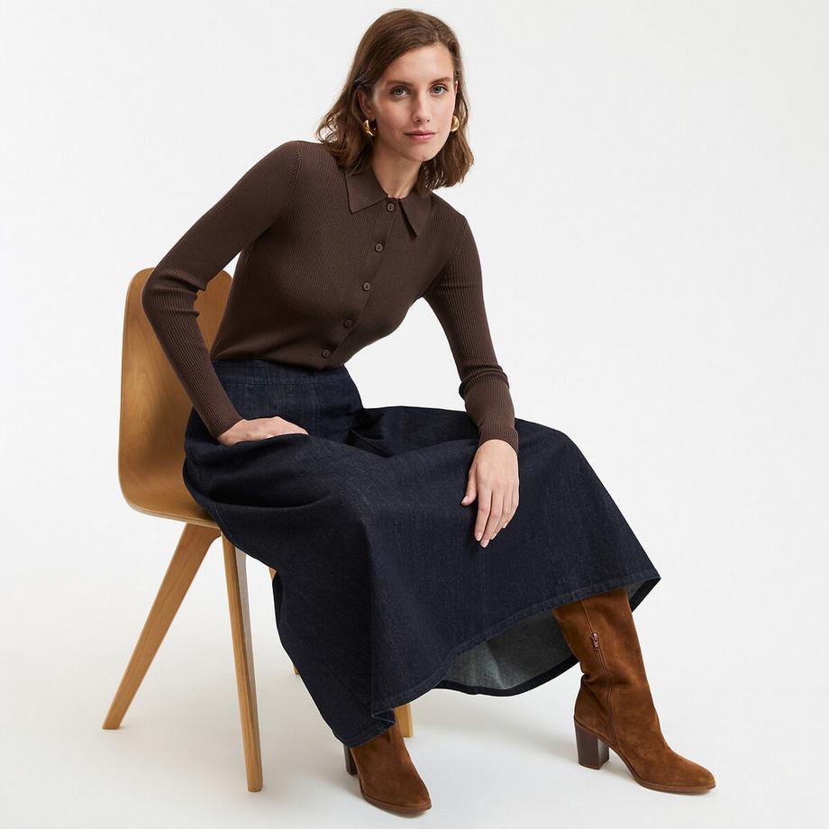 La Redoute Collections Cardigan in maglia fine con colletto e chiusura a bottoni  