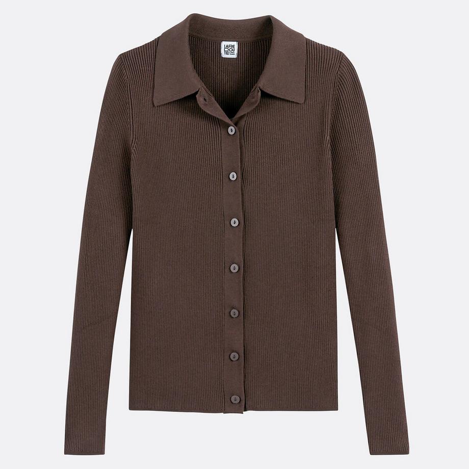 La Redoute Collections Cardigan in maglia fine con colletto e chiusura a bottoni  