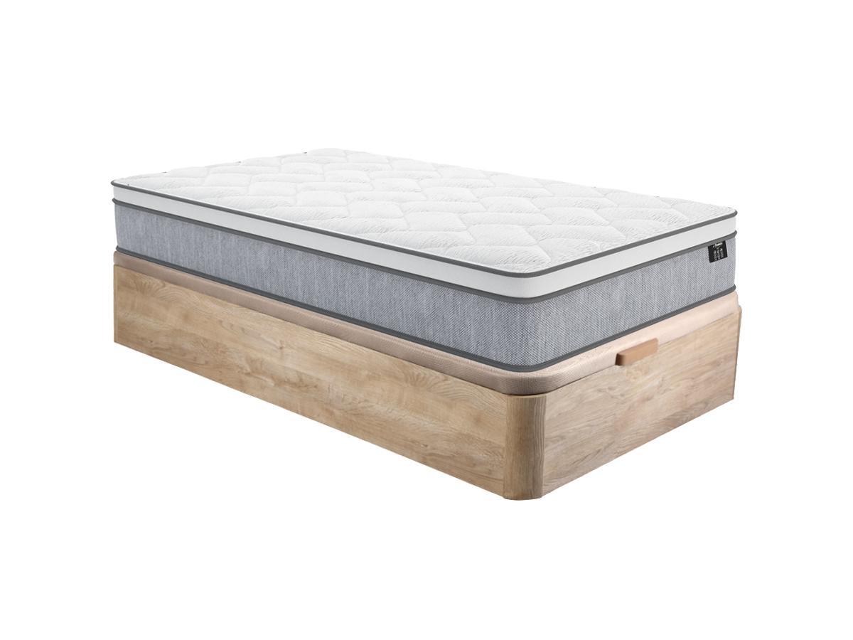 Ysmée Ensemble 90 x 190 cm sommier coffre naturel clair + matelas ressorts ensachés ép.22cm - SERENITE de YSMÉE  