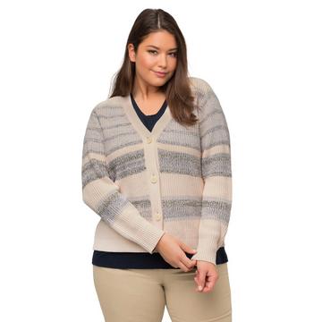 Cardigan in maglia a costa inglese di cotone biologico con scollo a V