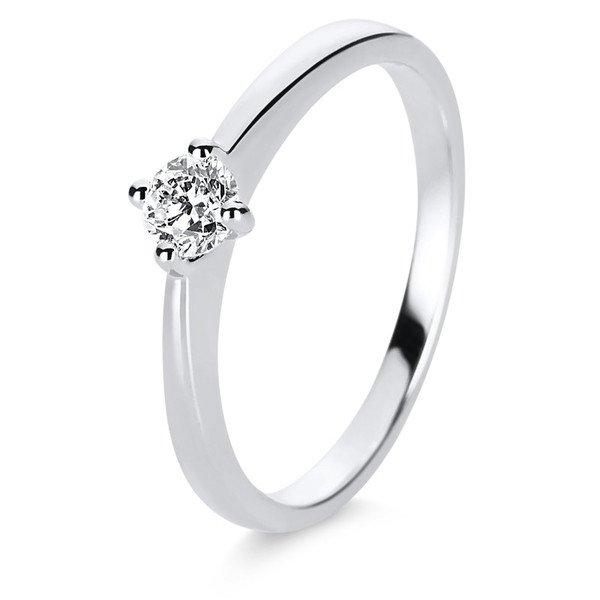 Image of Solitär-ring 585/14k Weissgold Diamant 0.24ct. Damen Silber ONE SIZE