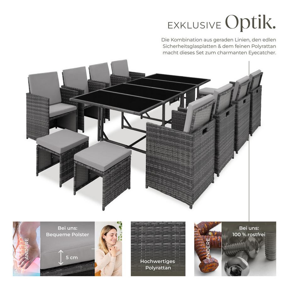 Tectake Rattan Sitzgruppe Palma für 8 bis 12 Personen widerstandsfähig  