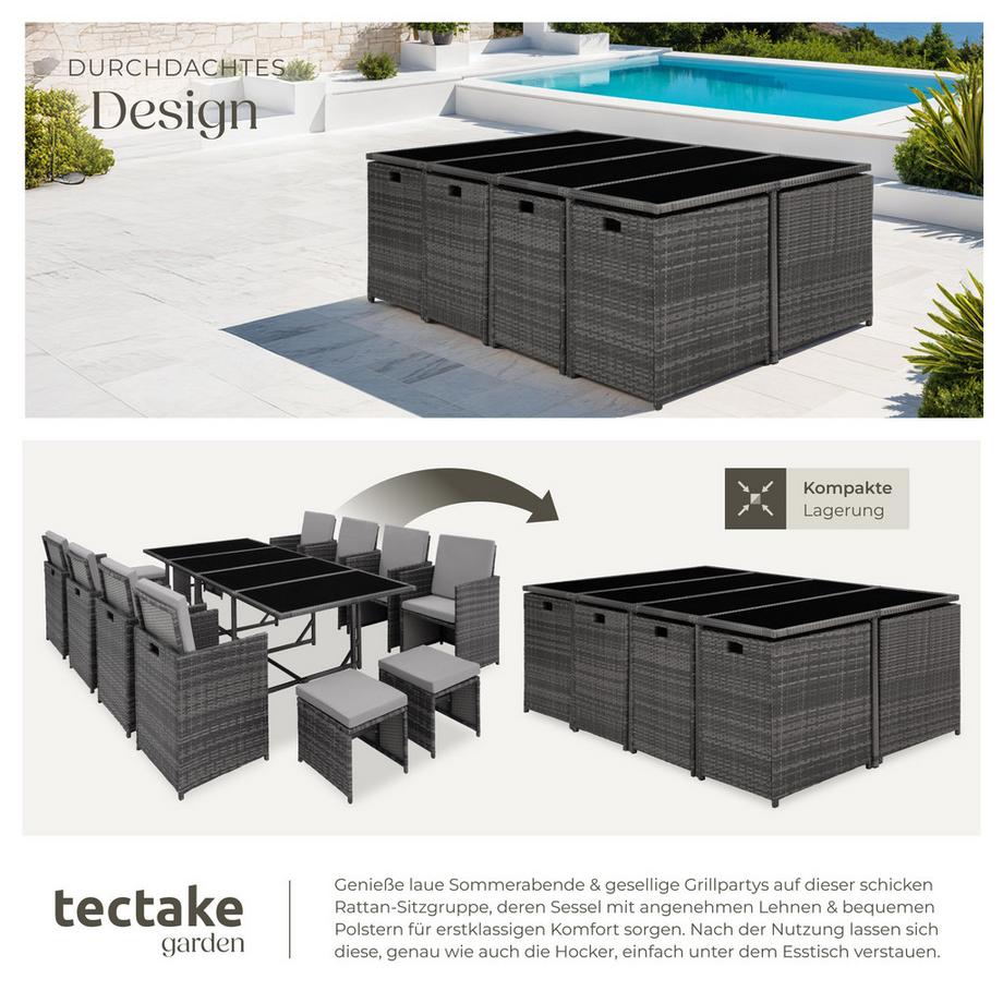 Tectake Rattan Sitzgruppe Palma für 8 bis 12 Personen widerstandsfähig  