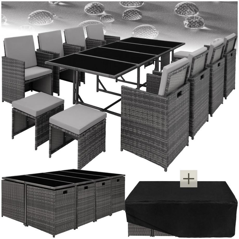 Tectake Rattan Sitzgruppe Palma für 8 bis 12 Personen widerstandsfähig  