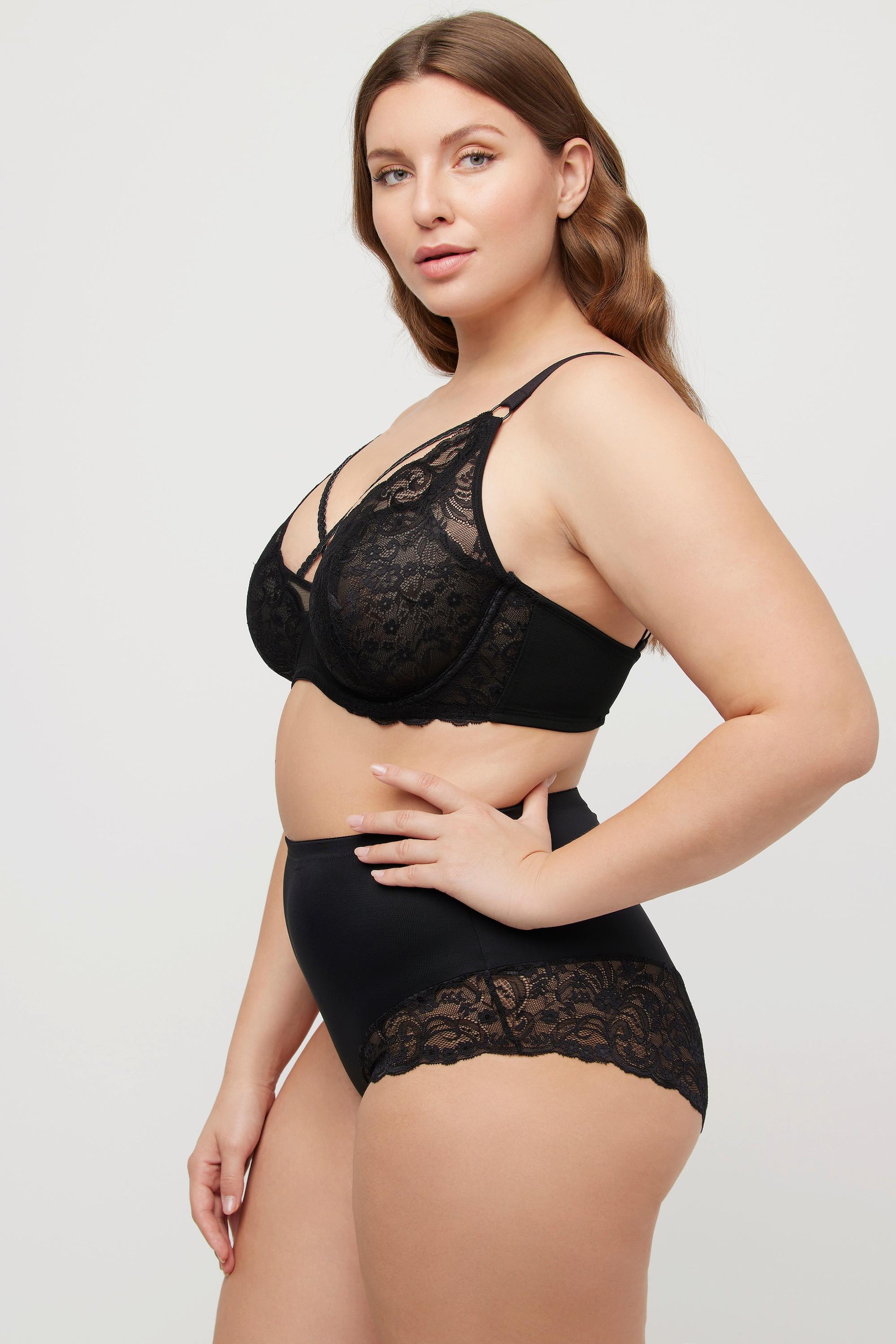 Ulla Popken  Soutien-gorge à armatures, tulle, dentelle, bandes fantaisie, bonnet B - D 