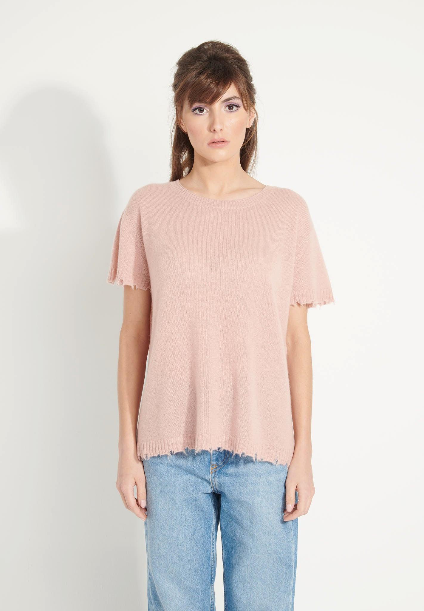 Studio Cashmere8  AVA 6 T-Shirt Rundhalsausschnitt -100% Kaschmir déjaugé 