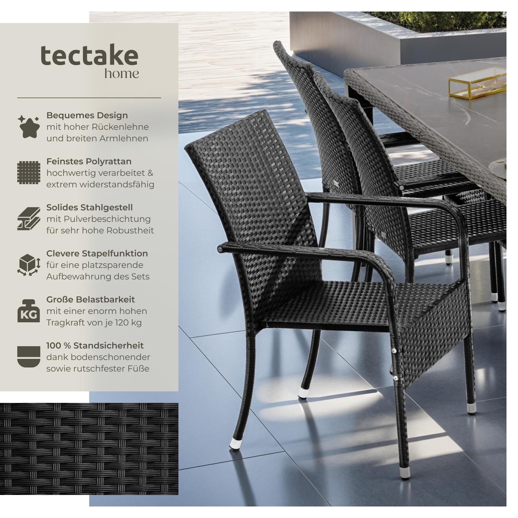 Tectake Sedia in rattan Girona,impilabile,capacità di carico 120 kg  