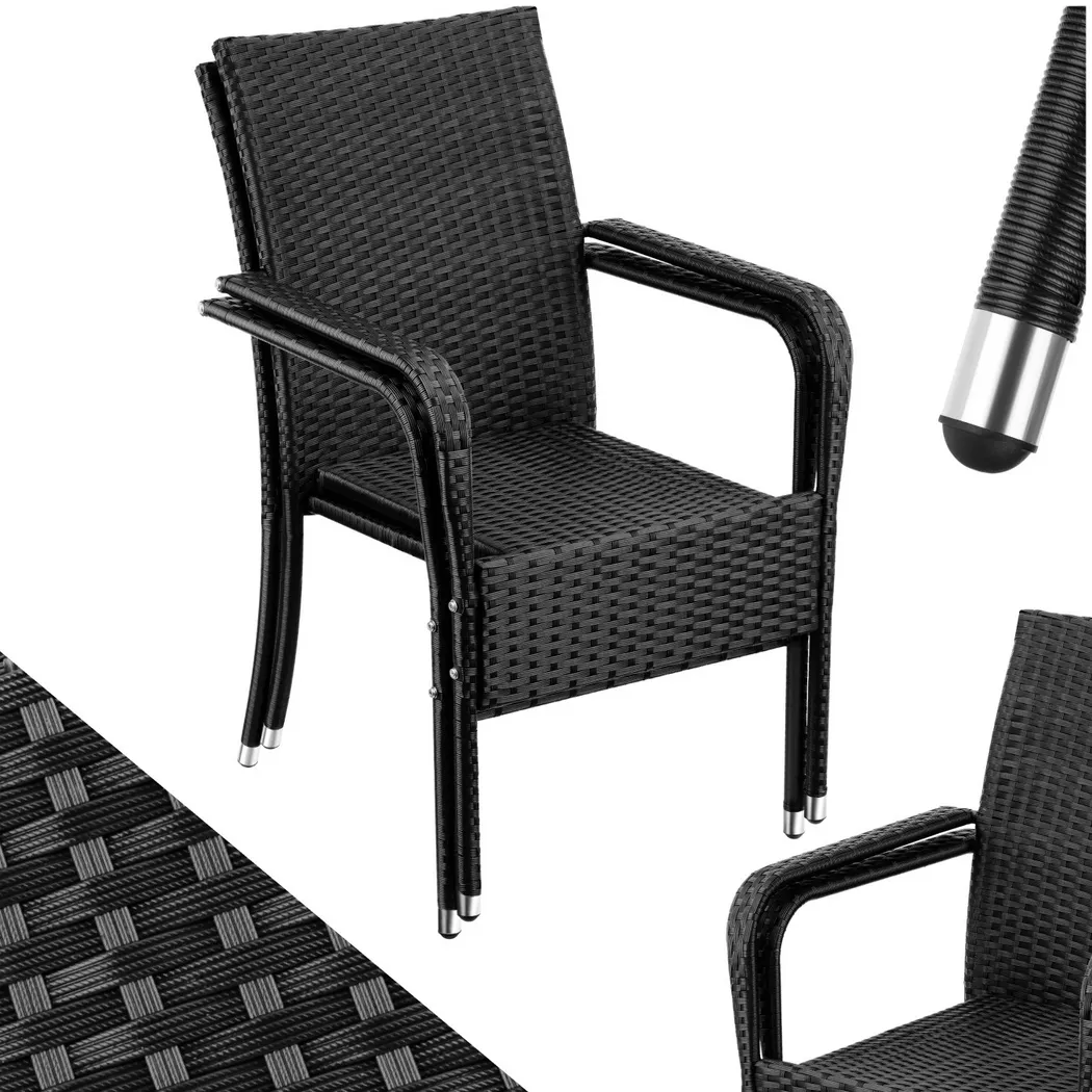 tectake® Rattanstuhl, widerstandsfähig, bodenschonend, stapelbar, 58 x 67 x 90 cm, Belastbarkeit 120 kg