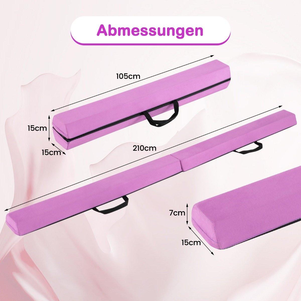 Northix  210 cm Schwebebalken Gymnastikbalken klappbar Turnbalken rutschfest Balance Beam bis 73 kg Lila 