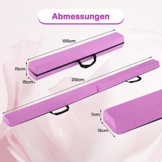 Northix  210 cm Schwebebalken Gymnastikbalken klappbar Turnbalken rutschfest Balance Beam bis 73 kg Lila 