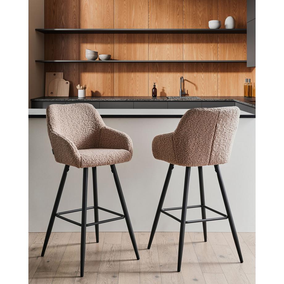 Beliani Set mit 2 Barstühlen aus Bouclé  CASMALIA  