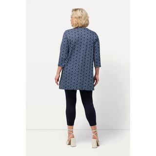 Ulla Popken  Longshirt, Blüten, Tunika-Ausschnitt, 3/4-Arm 