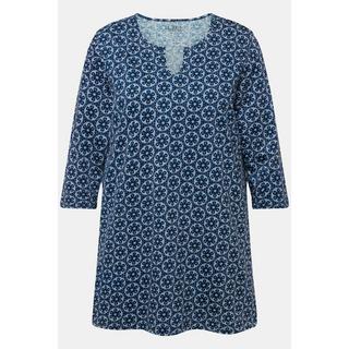 Ulla Popken  Longshirt, Blüten, Tunika-Ausschnitt, 3/4-Arm 