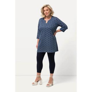 Ulla Popken  Longshirt, Blüten, Tunika-Ausschnitt, 3/4-Arm 