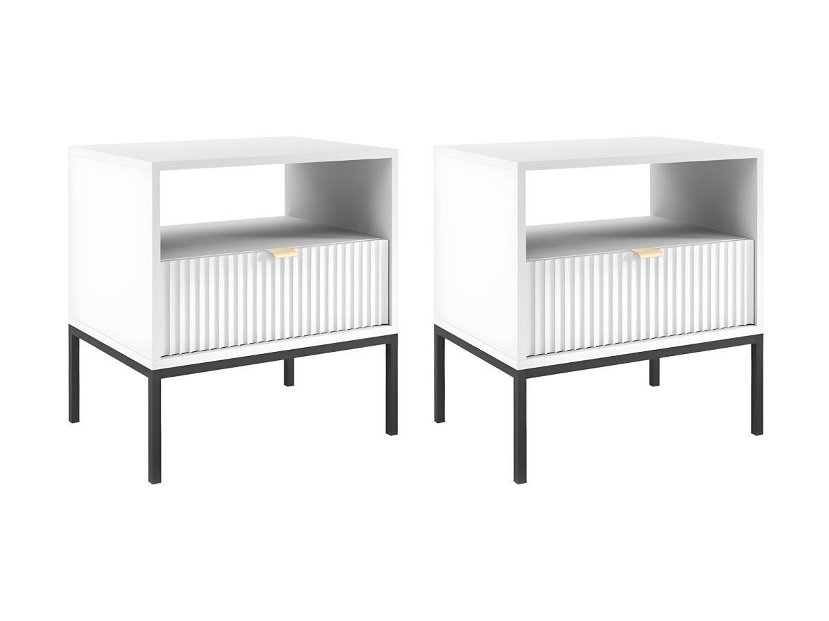 PASCAL MORABITO Lot de 2 tables de chevet 1 tiroir et 1 niche - Blanc - LIOUBA de Pascal Morabito  