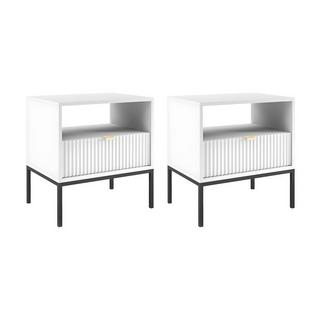 PASCAL MORABITO Lot de 2 tables de chevet 1 tiroir et 1 niche - Blanc - LIOUBA de Pascal Morabito  