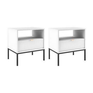 Lot de 2 tables de chevet 1 tiroir et 1 niche - Blanc - LIOUBA de Pascal Morabito